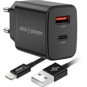 AlzaPower Compact A530 20W Fekete + Core Lightning MFi (C189) 1m - fekete kép