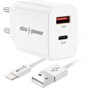AlzaPower Compact A530 20W Fehér + Core Lightning MFi (C189) 1m - fehér kép