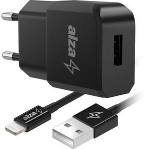AlzaPower Smart Charger 2.1 A fekete + Core Lightning MFi (C189) 1 m, fekete kép
