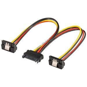 Goobay PC Y tápkábel SATA 1x aljzat 2x 90° SATA csatlakozó 0, 2m kép