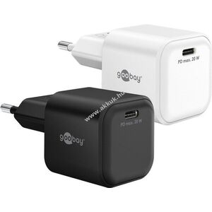 Goobay Single Fast Charger 20W USB-C PD GaN Nano fehér 1x USB-C aljzat gyorstöltő kép