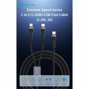 Devia ST111653 Extreme Speed Series 1, 2m 60W+12W Type-C/Type-C +... kép