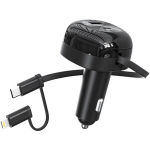 ChoeTech 81W USB-C+USB-A car charger with C+L Interface Stretchable cable kép