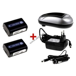 2db Helyettesítő akku + 1db Akkutöltő Sony típus NP-FV50 szett kép