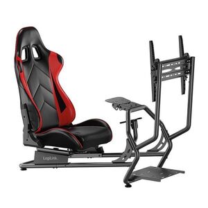 Logilink Racing-Simulatior Cockpit monitortartóval 32 50", fekete kép