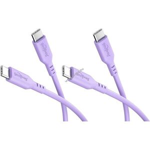 Goobay Silicone Cable USB-C szilikonkábel 1, 5m 60W 3A 2db/csomag lila kép