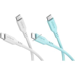 Goobay Silicone Cable Crystal Lagoon 2x USB-C szilikonkábel 1, 5m 60W 3A fehér/türkiz kép