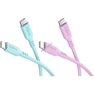 Goobay Silicone Cable Coral Crush 2db/csomag USB-C 1, 5m 60W 3A türkiz, pink kép