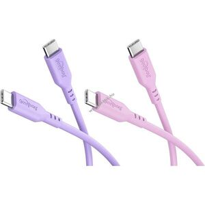 Goobay Silicone Cable USB-C szilikonkábel 2db/csomag 1, 5m 60W 3A lila, pink kép