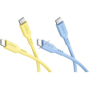 Goobay Silicone Cable Sun & Sky Set 2db USB-C 1, 5m 60W 3A sárga, kék szilikonkábel kép