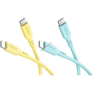 Goobay Silicone Cable Tropic Glow USB-C 1, 5m 60W 3A 2db/csomag sárga, türkiz kép