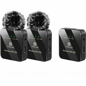 Wireless Lavalier Microphone PULUZ 2 TX + 1 RX (PU3154B) kép