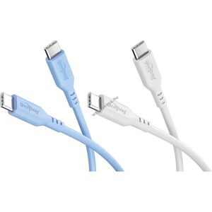 Goobay Silicone Cable Ice Breeze 2db/csomag 2x USB-C 1, 5m 60W 3A kék/fehér kép