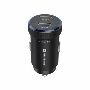 Swissten CL adapter 2 × USB-C PD, 20 W, fekete kép