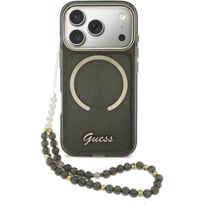 Guess IML Glitter Script Strap MagSafe hátlapi, iPhone 17 Pro, Black kép