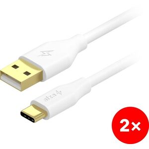 AlzaPower 2-Pack Core Charge USB-A és USB-C 2.0 között, 2m, fehér kép