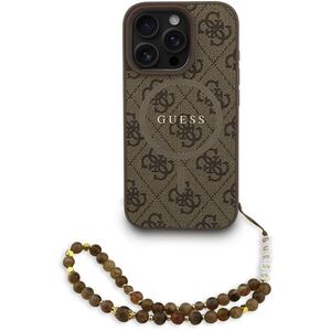 Guess PU Leather 4G Colored Ring Strap MagSafe iPhone 16 Pro Brown tok kép