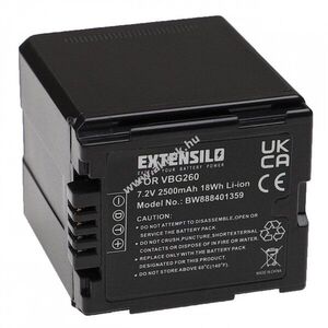 Helyettesítő EXTENSILO akku Panasonic típus VW-VBG260 2500mAh kép