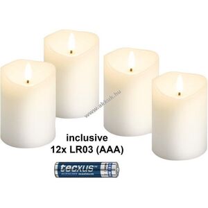 Goobay LED valódi viaszos gyertya 4db/csomag fehér 3D láng timer 12x AAA (LR03) elemmel együtt 2700K kép