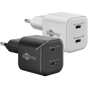 Goobay Multi Fast Charger 35W USB-C PD GaN duál nano gyorstöltő fehér 2x USB-C kép