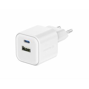 Swissten GaN 1x USB-C, 35W, PD + 1x USB-A, 27W, QC, fehér töltőfej kép