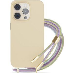 Epico iPhone 14 Plus bézs szilikon tok zsinórral kép