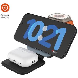 FIXED MagFlex ALU 3in1 MagSafe kompatibilis, összecsukható, szürke, 15W + 2, 5W + 3, 5W kép