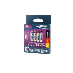 Ansmann akku AA Mignon ceruza 2000mAh 4db/csomag elem Li-Ion kép