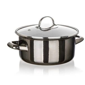 BANQUET METALLIC Black zománcozott, 20 cm 2 l, fedővel kép