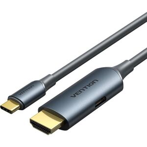 Vention HDMI Male to USB-C Male 4K HD Cable with Power Supply 1.5M Gray Metal Type kép