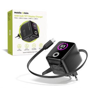 Mobile Origin 65W GaN Display Charger PW3 - USB-C Cable + USB-C + USB-A kép
