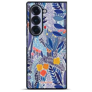 Mobiwear Glossy Samsung Galaxy Z Fold6 fényes tok - G037G, kék virágok kép