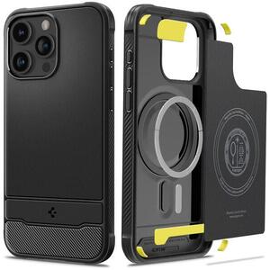 Spigen Rugged Armor Matte Black iPhone 15 Pro Max MagSafe tok kép