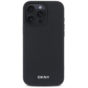 DKNY Silver Metal Logo iPhone 16 Pro fekete PU bőr Magsafe tok kép