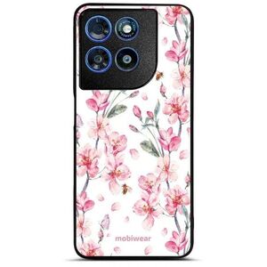 Mobiwear Glossy Motorola Moto G57 Power fényes tok - G033G, rózsaszín virágok kép