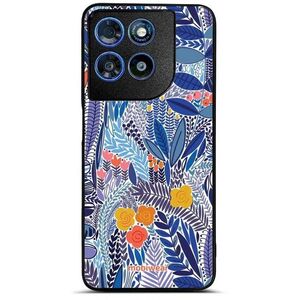 Mobiwear Glossy Motorola Moto G57 Power fényes tok - G037G, kék virágok kép