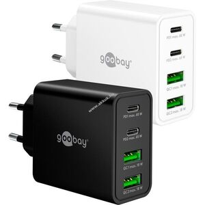 Goobay 65W USB-C PD GaN multi fast charger fehér 2x USB-C 2x USB-A kép