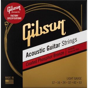 Gibson SAG-CPB12 Coated Phosphor Bronze Acoustic Guitar Strings 12-53 Light kép