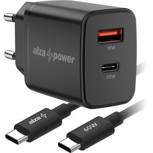 AlzaPower Compact SET A530 (20W + USB-C/C 60W Cable) fekete kép