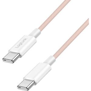 Logilink USB 2.0 Type-C kábel C/M > C/M, Nylon, 60W rózsaszín 0, 5m kép