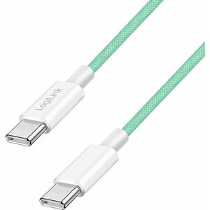 Logilink USB 2.0 Type-C kábel C/M > C/M, Nylon, 60W zöld 1, 5m kép