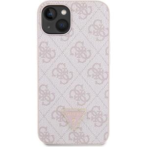 Guess PU 4G Strass Triangle Metal Logo iPhone 15 rózsaszín tok kép