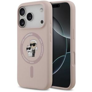 Karl Lagerfeld Liquid Karl and Choupette iPhone 17 Pro rózsaszín szilikon MagSafe tok kép