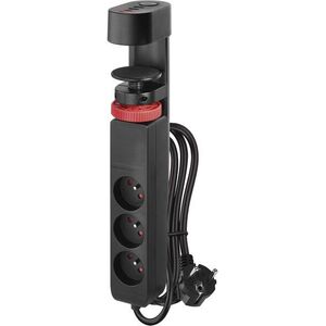 EMOS 3 aljzat, 1, 5 m, kapcsoló, USB, fekete kép