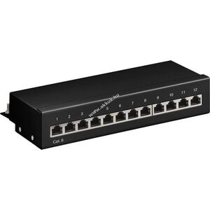 Goobay CAT 6 mini/asztali patch panel 12 port 1HE STP fekete kép