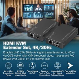 DIGITUS DS-55357 Cat.6 HDMI Extender 4K 30Hz 40m kép