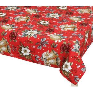 BELLATEX Asztalterítő karácsonyi, 130, 100 × 100 cm, mikulásvirág piros kép