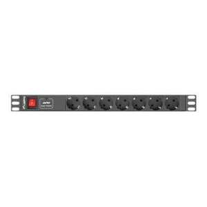 LANBERG PDU-07F-0200-BK Lanberg PDU 1U 16A 7 sockets schuco 2m Black kép