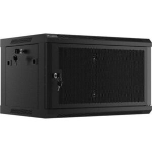 Fali szekrény 19 inch 6U 600x450 perforált ajtó (lapos csomag) fekete kép