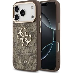 Guess PU Leather 4G Metal Logo Gold Frame iPhone 17 Pro Max Brown tok kép